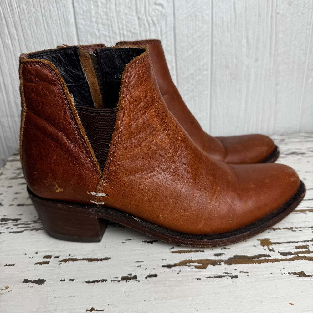Liberty Black Size 6 Brown Distressed Botties Round Toe Leather Boot Made Mexico - Picture 7 of 14